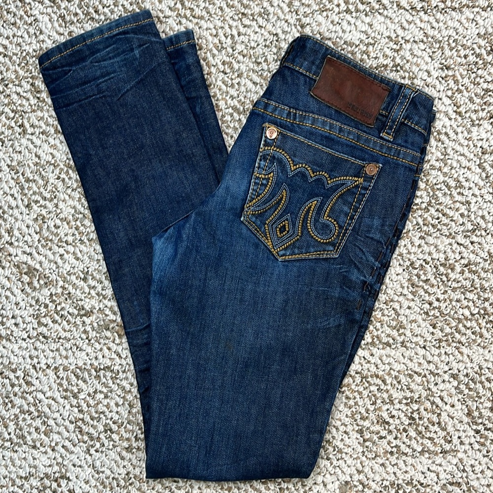 MEK DNM USA AVALON CIGARETTE JEANS EMBROIDERED POCKETS SKINNY JEAN SIZE 27